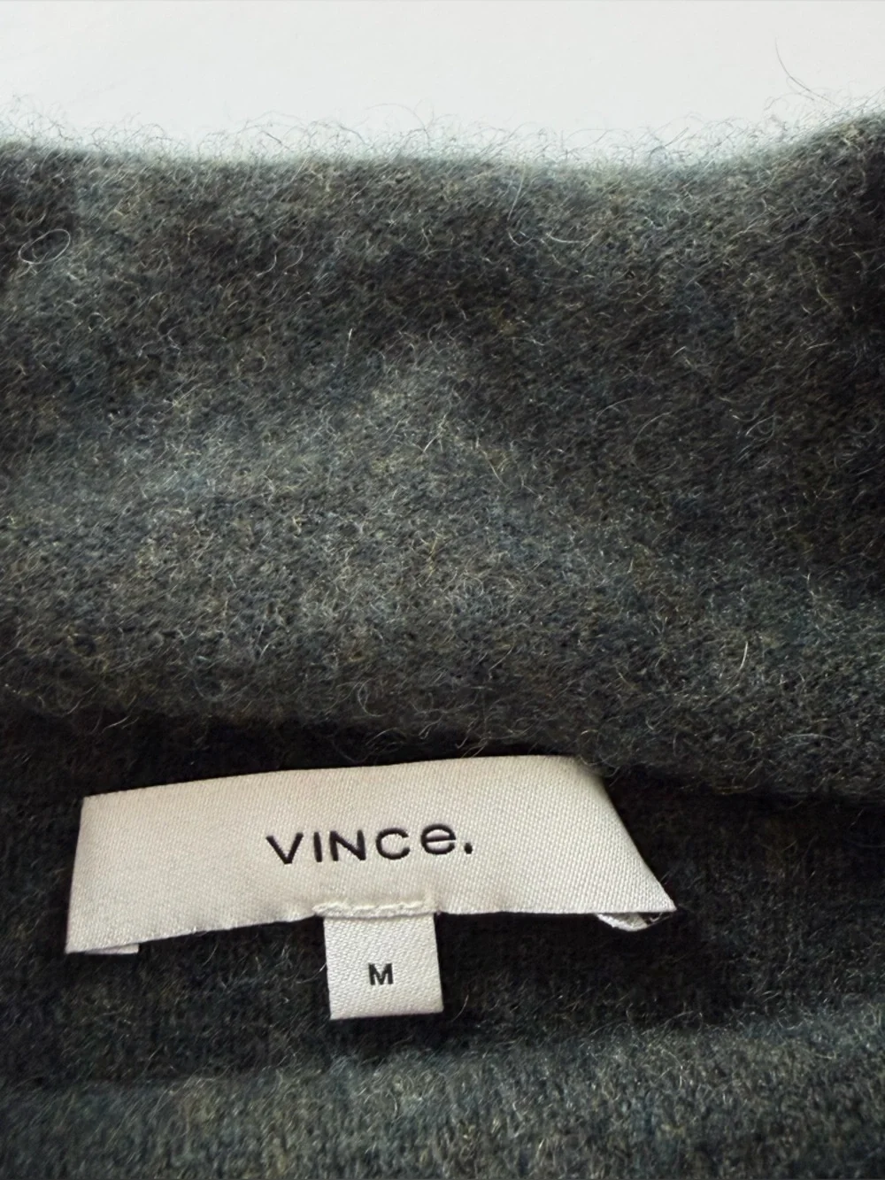 Vince Sweater Womens Medium 100% Cashmere Green Black Striped Mock Neck - Picture 3 of 8
